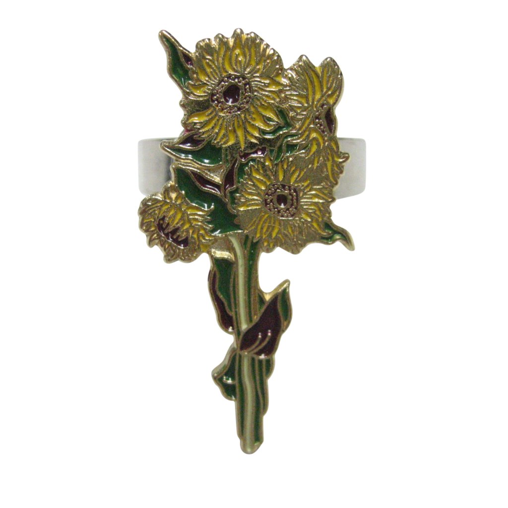 Yellow Toned Sunflower Adjustable Size Fashion Ring 30$